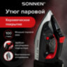 Утюг SONNEN SI-588, 2200 Вт, керамическое покрытие, паровой удар, черный/красный, 455279, 455279