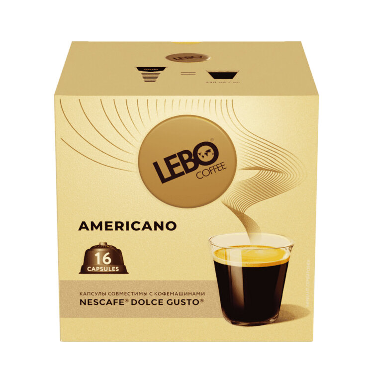 Кофе в капсулах LEBO "Americano" для кофемашин Dolce Gusto, 16 порций, 623216