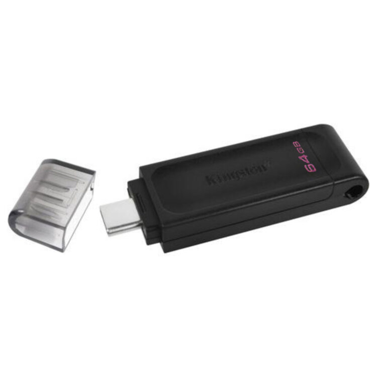 Флеш-диск 64 GB KINGSTON DataTraveler 70, разъем Type-C 3.2, черный, DT70/64GB, 513642