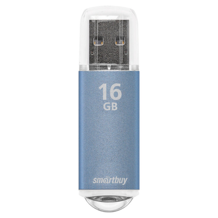Флеш-диск 16 GB, SMARTBUY V-Cut, USB 2.0, металлический корпус, синий, SB16GBVC-B, 512195