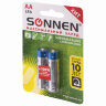 Батарейки КОМПЛЕКТ 2 шт., SONNEN Super Alkaline, АА(LR6,15А), алкалиновые, пальчиковые, в блистере, 451093, 451093