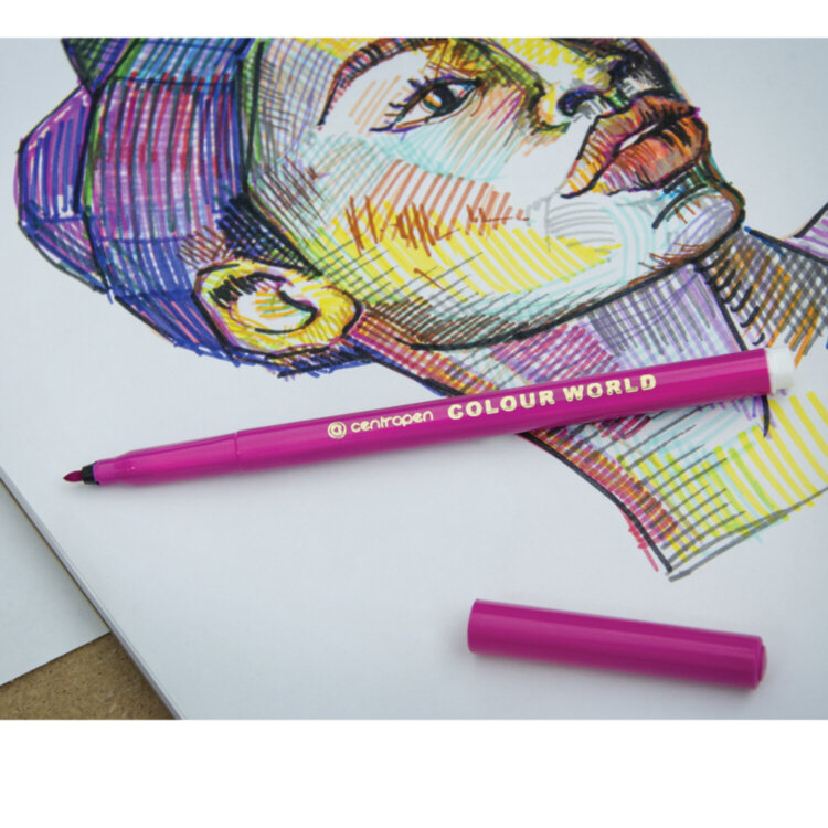 Фломастеры 18 ЦВЕТОВ CENTROPEN "Colour World", круглые, смываемые, вентилируемый колпачок, 7550/18TP, 775501884, 151168