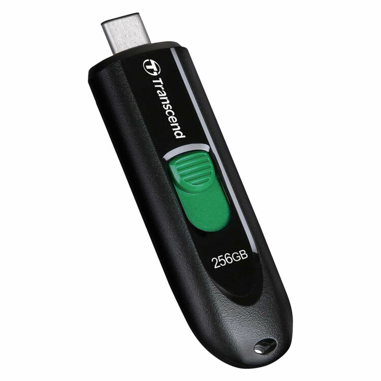 Флеш-диск 256GB TRANSCEND JetFlash 790C, разъем USB Type-С, черный/зеленый, TS256GJF790C, 513651