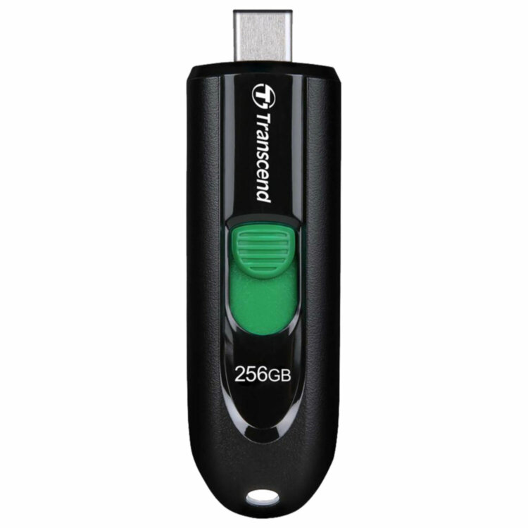 Флеш-диск 256GB TRANSCEND JetFlash 790C, разъем USB Type-С, черный/зеленый, TS256GJF790C, 513651