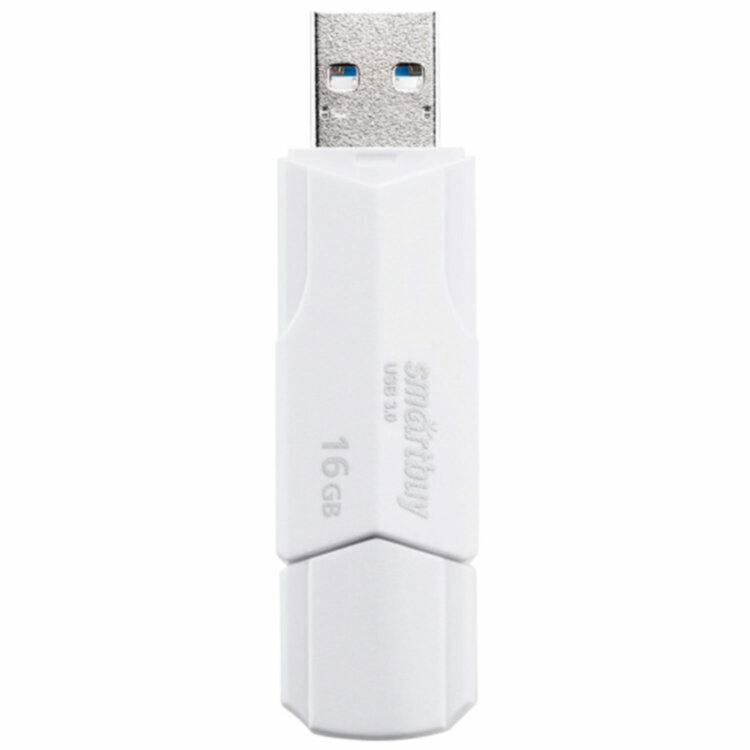 Флеш-диск 16 GB SMARTBUY Clue USB 2.0, белый, SB16GBCLU-W, 513785