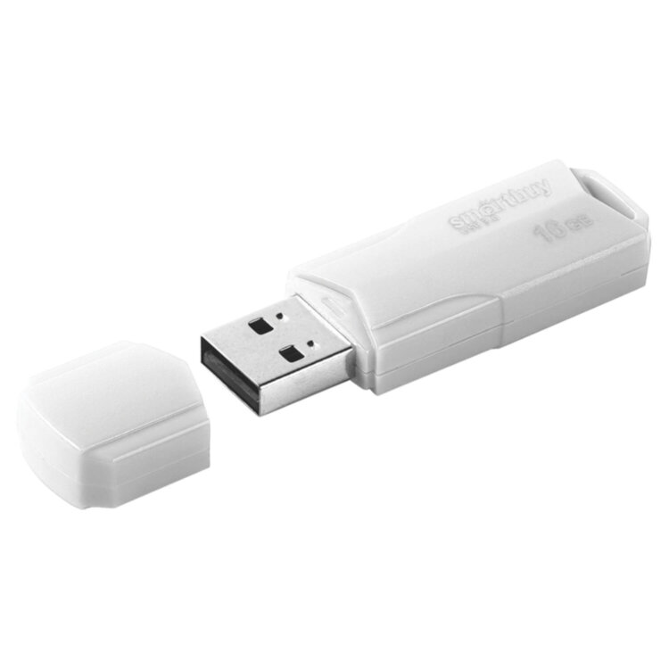 Флеш-диск 16 GB SMARTBUY Clue USB 2.0, белый, SB16GBCLU-W, 513785