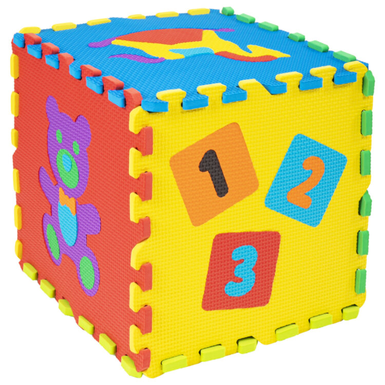 Коврик-пазл 0,9х0,9 м, мягкий, "Игрушки", 9 элементов, 30х30 см, толщина 1 см, ЮНЛАНДИЯ, 646668, 664668, 664668