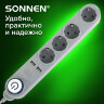 Сетевой фильтр SONNEN DX04, 4 розетки, 2 USB-порта, с заземлением, 10 А, 1,5 м, графит, 513493, 513493
