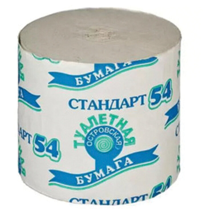 Бумага туалетная бытовая, 54 м, ОСТРОВСКАЯ, без втулки (эконом), 48 штук, 118737