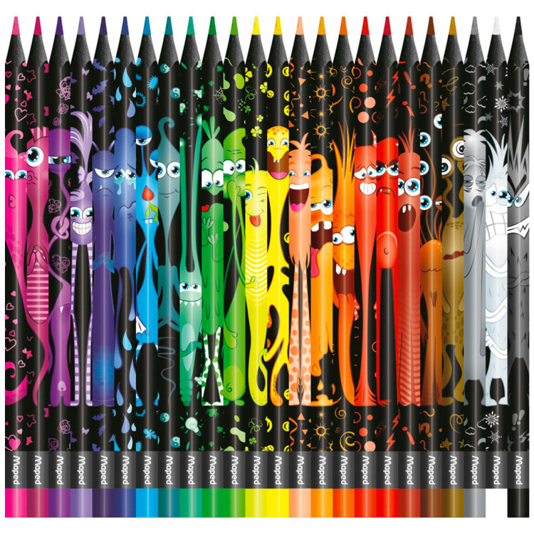 Карандаши цветные MAPED "COLOR PEP'S Black Monster", 24 цвета, трехгранные, 862624, 181987