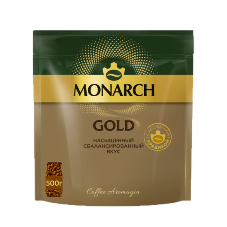 Кофе растворимый MONARCH "Gold", сублимированный, 500 г, мягкая упаковка, 624186