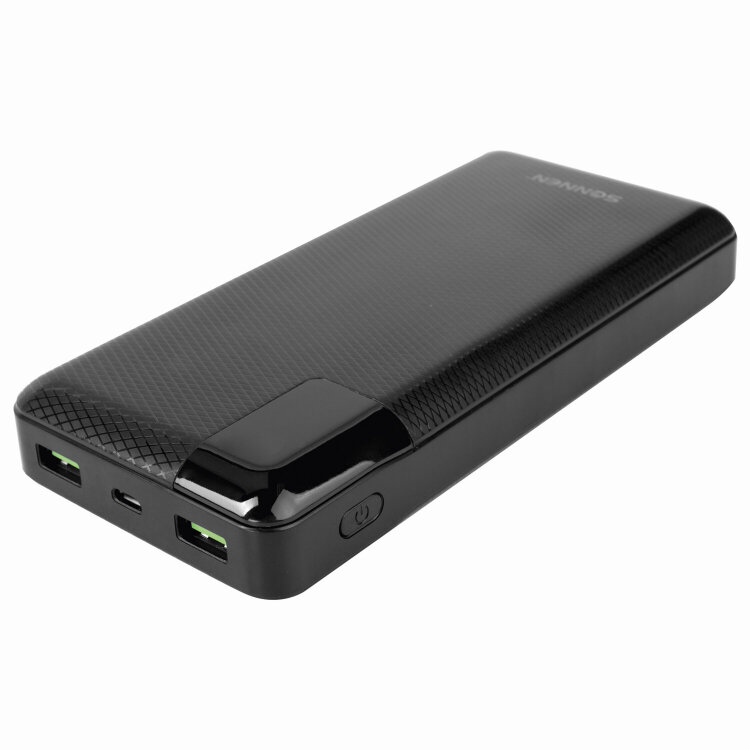 Аккумулятор внешний 20000 mAh SONNEN POWERBANK Q60P БЫСТРАЯ ЗАРЯДКА, 2 USB, литий-полимерный, 263033, 263033