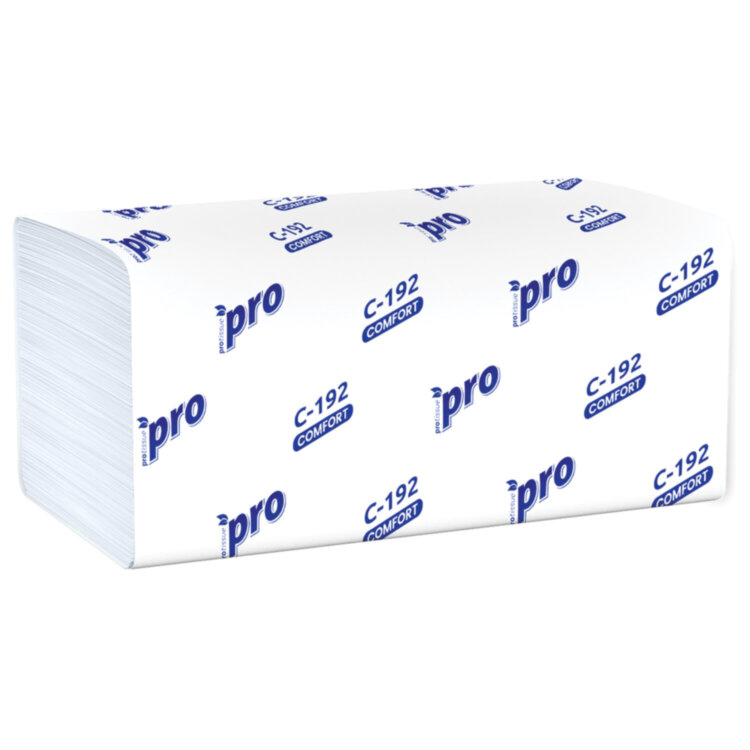 Полотенца бумажные 250 шт., PROtissue (H3) COMFORT, 1-слойные, белые, КОМПЛЕКТ 20 пачек, 22х21 см, V-сложение, С192, 114333