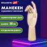 Манекен художественный BRAUBERG ART CLASSIC "РУКА", высота 30 см., мужская правая, дерево, 191297, 191297