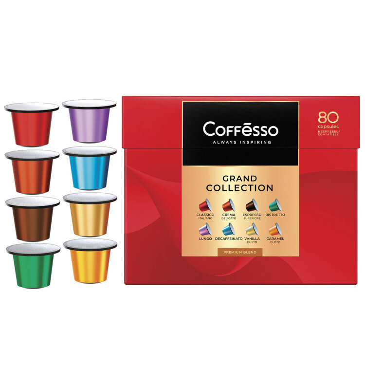 Кофе в капсулах 80 порций "Ассорти 8 вкусов" для Nespresso, COFFESSO, 101741, 622392
