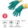 Перчатки VILEDA PROFESSIONAL латекс-неопреновые МНОГОРАЗОВЫЕ х/б напыление СВЕРХПРОЧНЫЕ, размер M (средний), зеленые/желтые, 174305, 602154