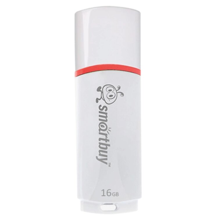 Флеш-диск 16 GB, SMARTBUY Crown, USB 2.0, белый, SB16GBCRW-W, 512762