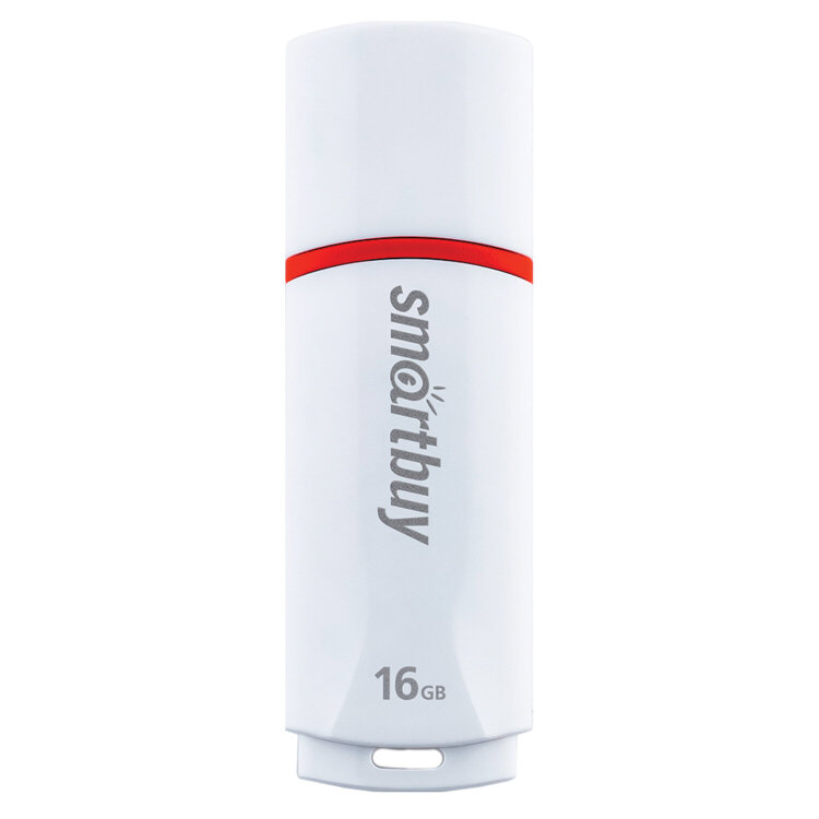 Флеш-диск 16 GB, SMARTBUY Crown, USB 2.0, белый, SB16GBCRW-W, 512762