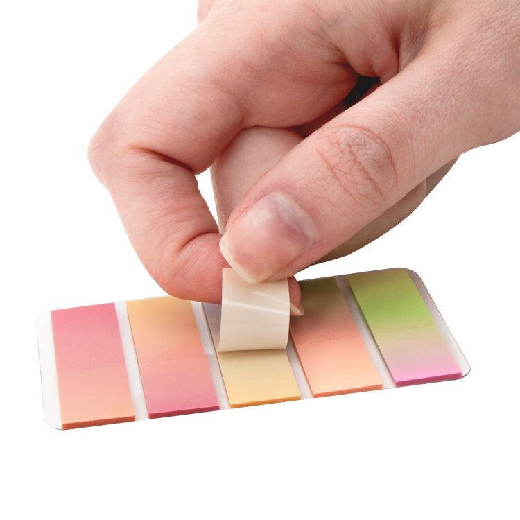 Закладки клейкие пастельные BRAUBERG GRADE PASTEL 45х12 мм, 100 штук (5 цветов х 20 листов), 116689, 116689