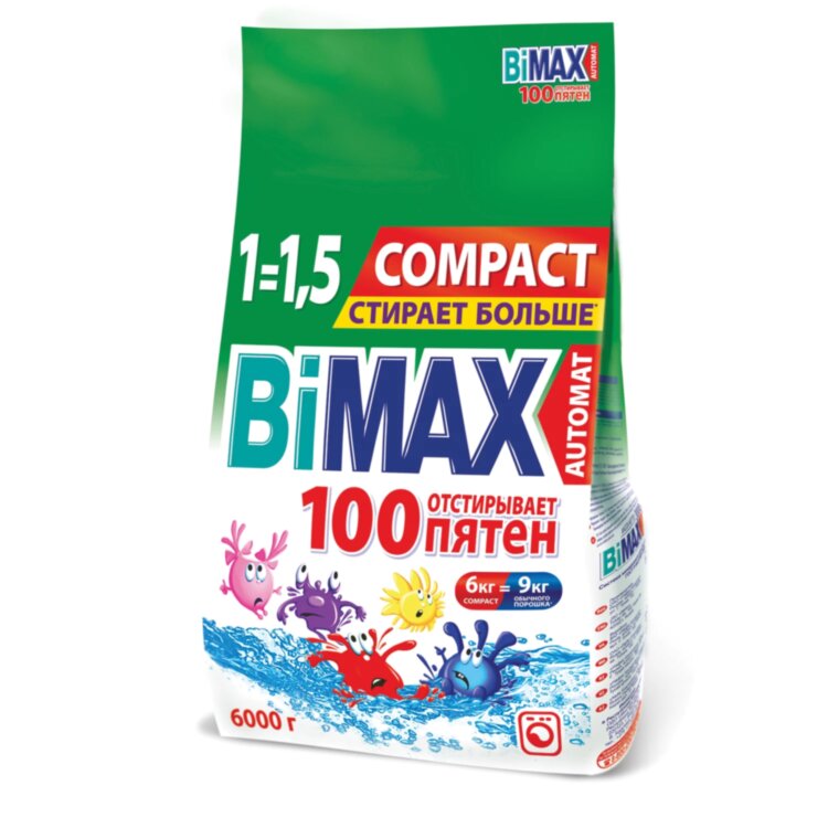 Стиральный порошок-автомат 6 кг, BIMAX "100 пятен" (Нэфис Косметикс), 506-1, 601628