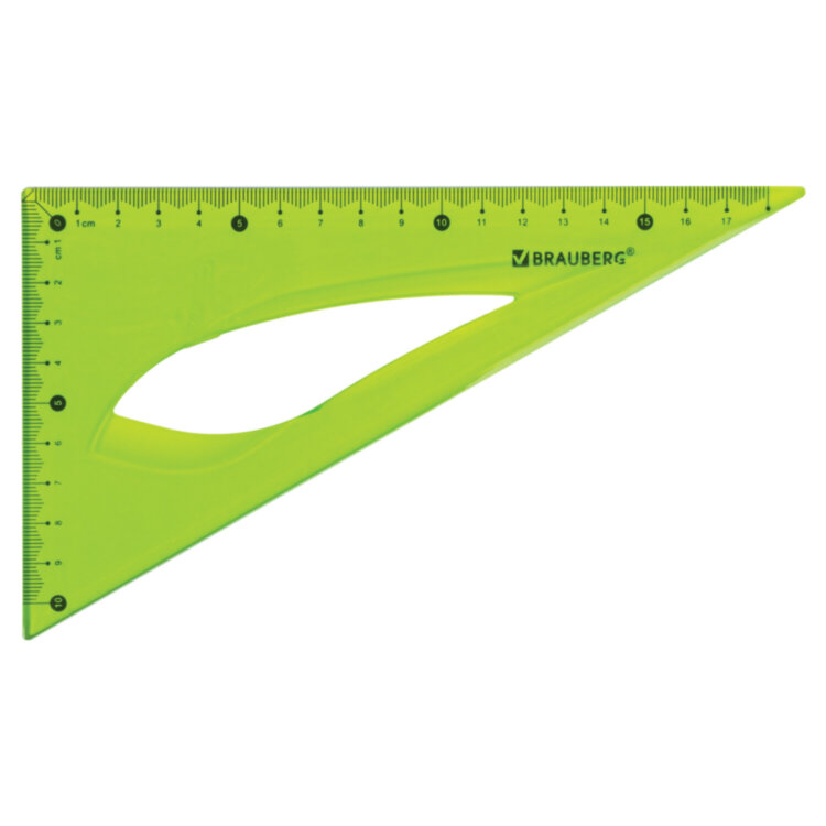 Треугольник 30х18 см гибкий BRAUBERG "FLEX", пластиковый, ассорти, европодвес, 210677, 210677