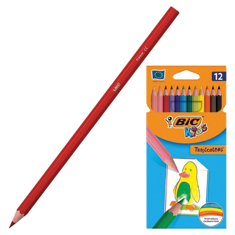 Карандаши цветные BIC "Tropicolors", 12 цветов, шестигранные, 83256610, 180458