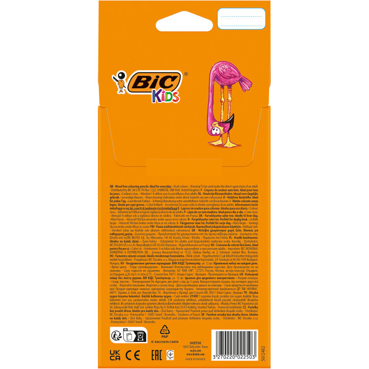 Карандаши цветные BIC "Tropicolors", 12 цветов, шестигранные, 83256610, 180458