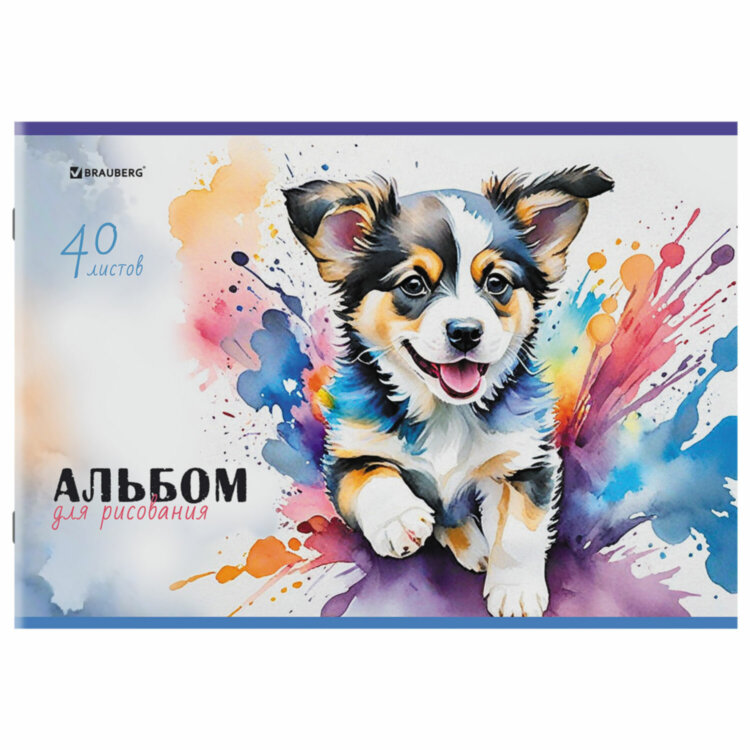 Альбом для рисования А4, 40 листов, скоба, обложка картон, BRAUBERG, 203х288 мм, "МИКС-1", 107114, 107114