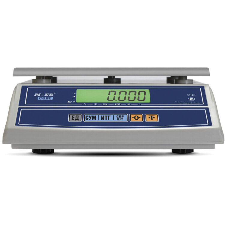 Весы фасовочные MERTECH M-ER 326FL-6.1 LCD (0,04-6 кг), дискретность 1 г, платформа 280x235 мм, без стойки, 3055, 290616