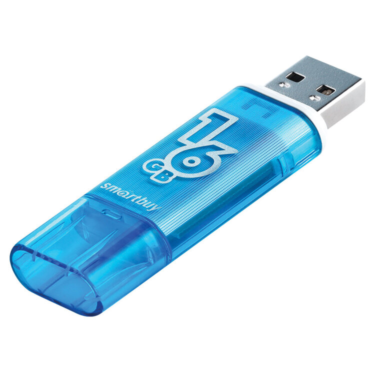 Флеш-диск 16 GB, SMARTBUY Glossy, USB 2.0, синий, SB16GBGS-B, 512191