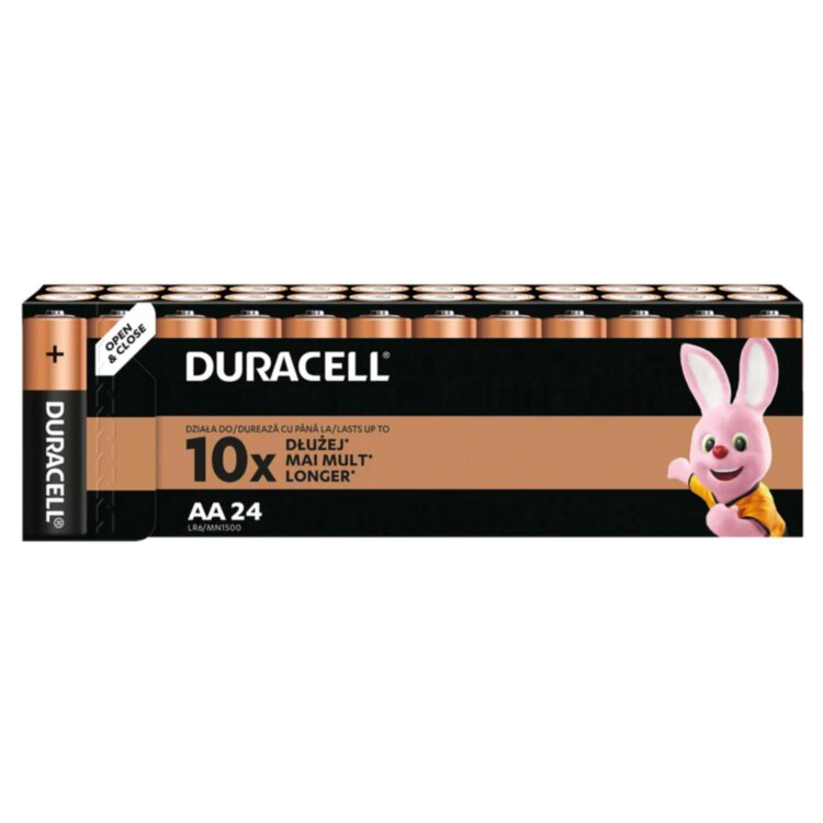 Батарейки КОМПЛЕКТ 24 шт., DURACELL Basic ОРИГИНАЛ, АА (LR6, 15А), алкалиновые, пальчиковые, Б0064986, 456993