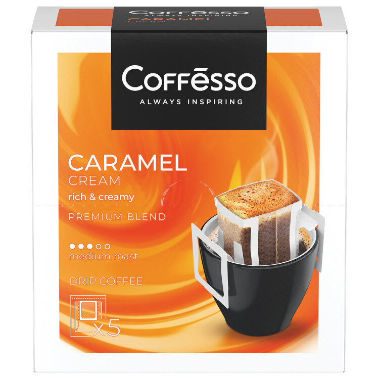 Кофе в дрип-пакетах COFFESSO "Caramel Cream" 5 порций по 10 г, 102540, 623407