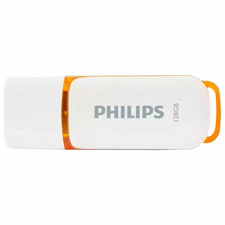 Флеш-диск 128 GB PHILIPS SNOW, разъем USB 2.0, желтый, FM12FD70B/97, 514081