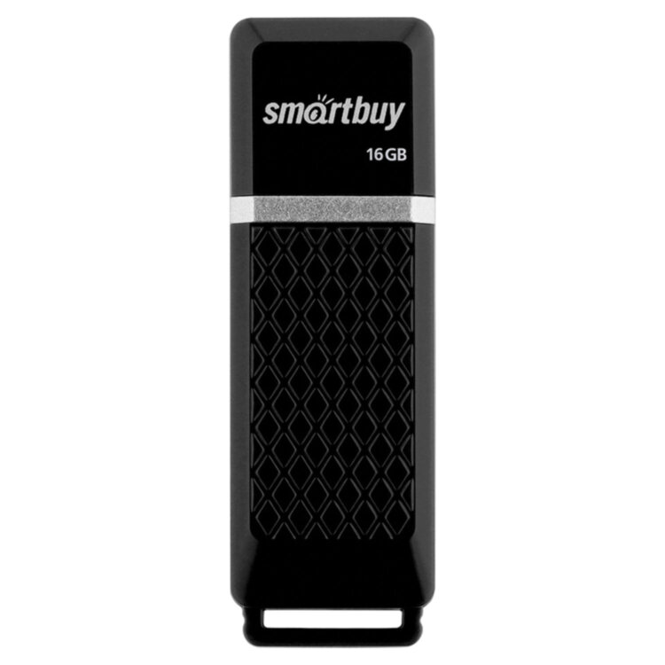 Флеш-диск 16 GB, SMARTBUY Quartz, USB 2.0, черный, SB16GBQZ-K, 512765