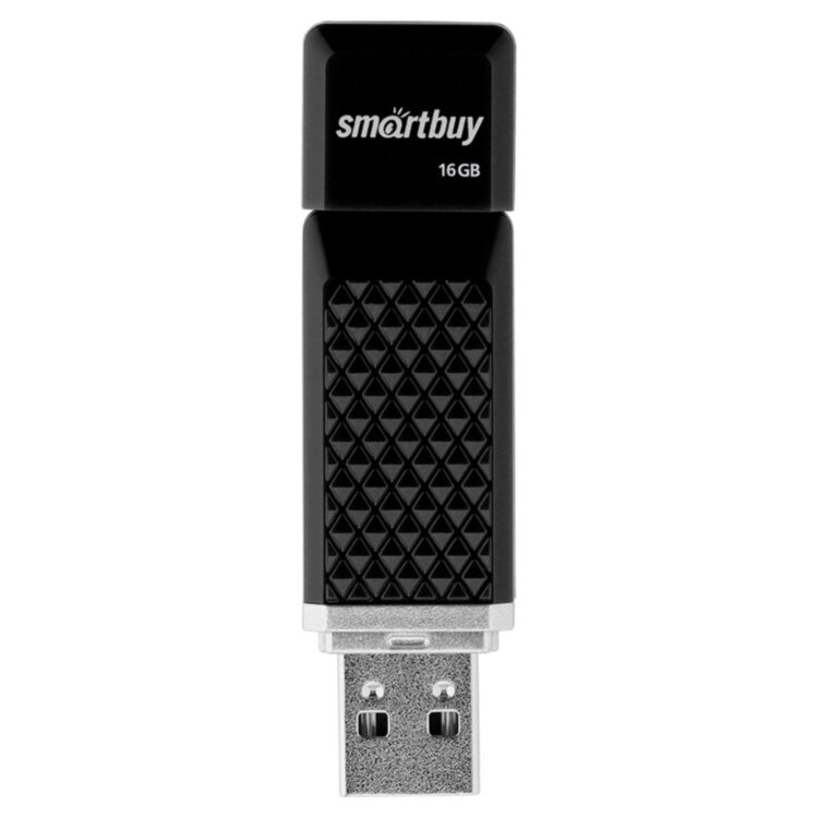 Флеш-диск 16 GB, SMARTBUY Quartz, USB 2.0, черный, SB16GBQZ-K, 512765
