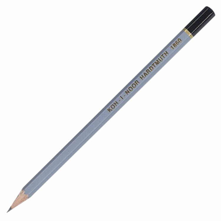 Карандаш чернографитный KOH-I-NOOR 1860, 1 шт., H, корпус серый, 186000H00104, 24 штук, 182076