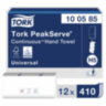 Полотенца бумажные 410 шт., TORK (Система H5) PeakServe, UNIVERSAL, КОМПЛЕКТ 12 пачек, 22,5x20 см, W-сложение, 100585, 129996