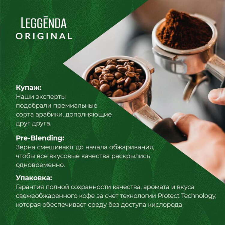 Кофе в зернах Poetti "Leggenda Original" 1 кг, 18001, 622728