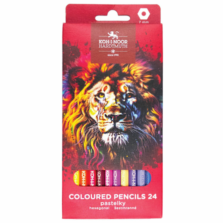 Карандаши цветные KOH-I-NOOR "RED LION" 24 цвета, шестигранные, 2,8 мм, натуральное дерево, 3554/24, 3554024063KS, 182082