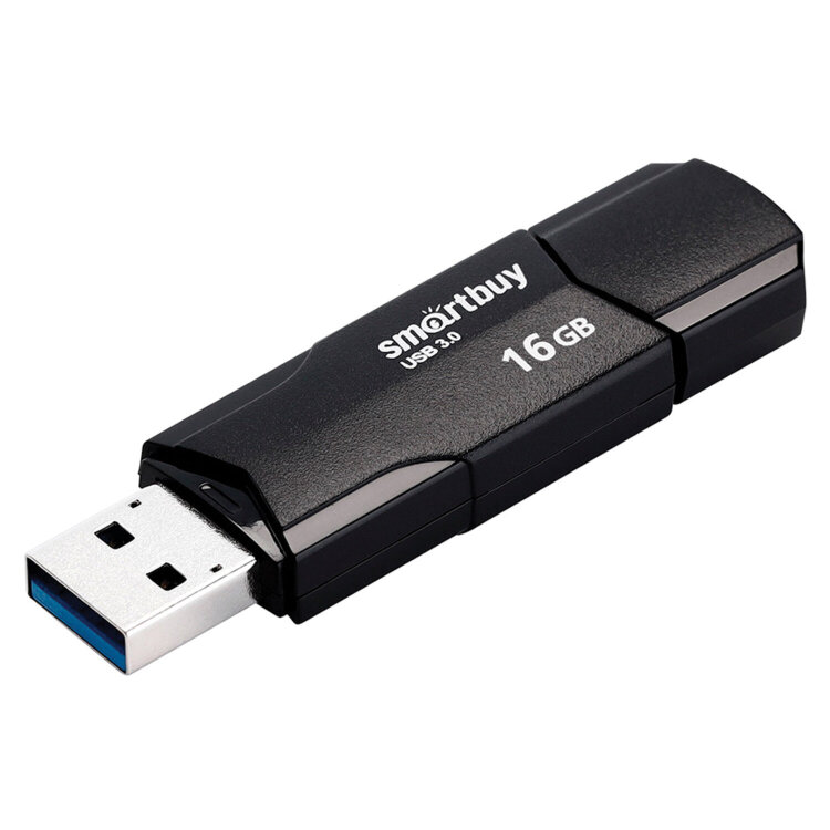 Флеш-диск 16 GB SMARTBUY Clue USB 2.0, черный, SB16GBCLU-K, 513784