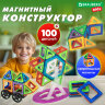 Магнитный конструктор MAGNETIC BLOCKS, 100 деталей, 2 колесные базы, карусель, BRAUBERG KIDS, 665720, 665720