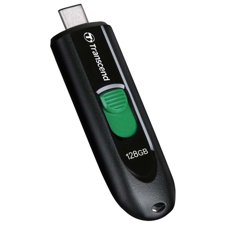 Флеш-диск 128 GB TRANSCEND JetFlash 790C, разъем USB Type-С, черный/зеленый, TS128GJF790C, 513650