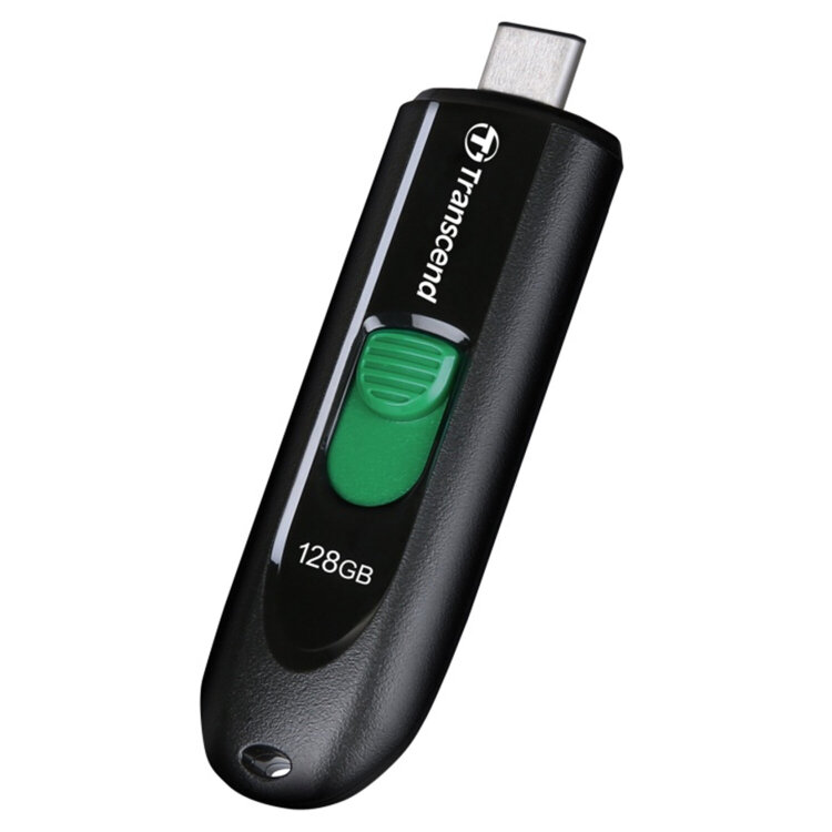 Флеш-диск 128 GB TRANSCEND JetFlash 790C, разъем USB Type-С, черный/зеленый, TS128GJF790C, 513650