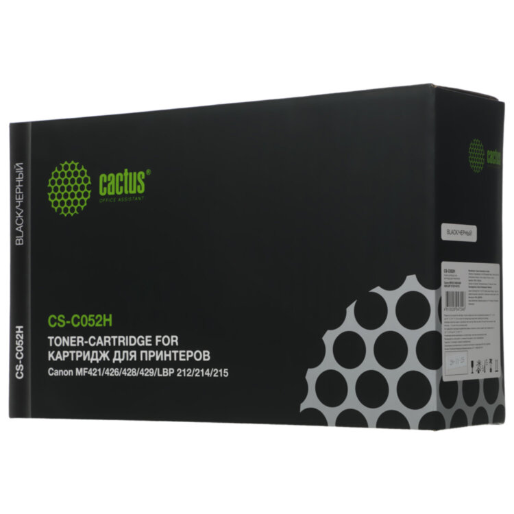 Картридж лазерный CACTUS (CS-C052H) для Canon MF421/426/428/429/LBP 212/214/215, ресурс 9200 страниц, 363676
