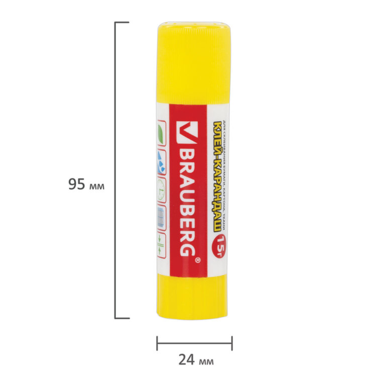 Клей-карандаш BRAUBERG "Смайлики", 15 г, 224338, 224338