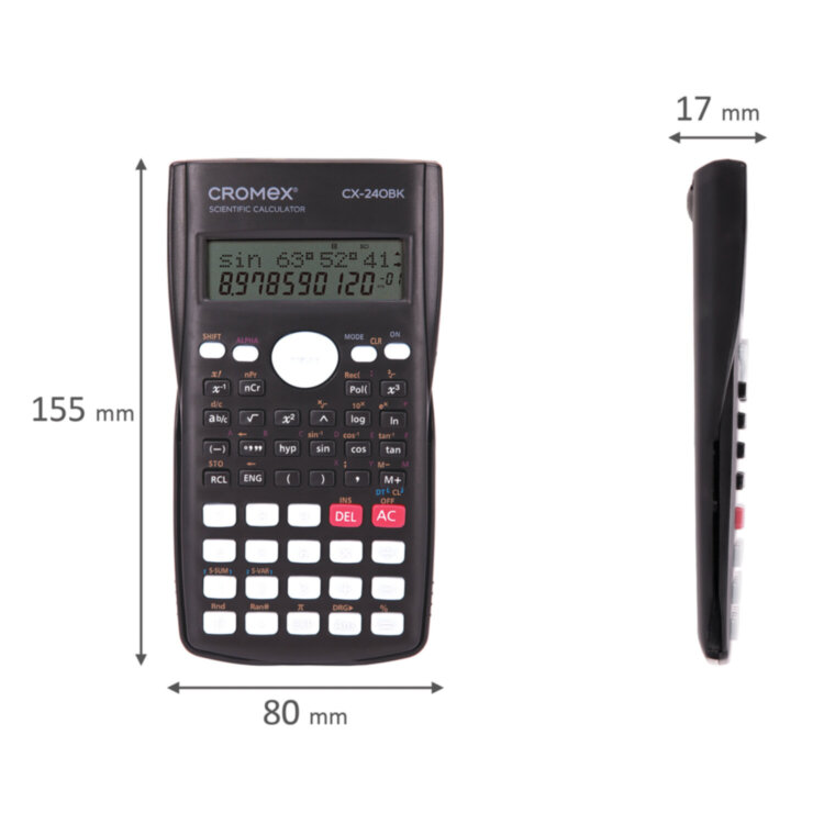 Калькулятор инженерный CROMEX (КРОМЕКС) СX-240BK (155х80 мм), 240 функций, 10+2 разрядов, черный, 273832, 273832