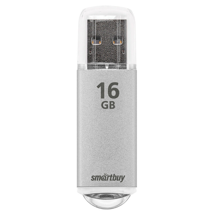 Флеш-диск 16 GB, SMARTBUY V-Cut, USB 2.0, металлический корпус, серебристый, SB16GBVC-S, 512196