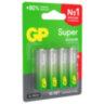Батарейки КОМПЛЕКТ 4 шт., GP Super G-Tech, AA (LR6,15А), алкалиновые, пальчиковые, ПРОМО 3+1, 15A3/1-2CR4, 455920