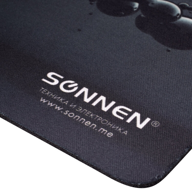Коврик для мыши SONNEN "DROPS", резина + ткань, 220х180х3 мм, 513290, 513290