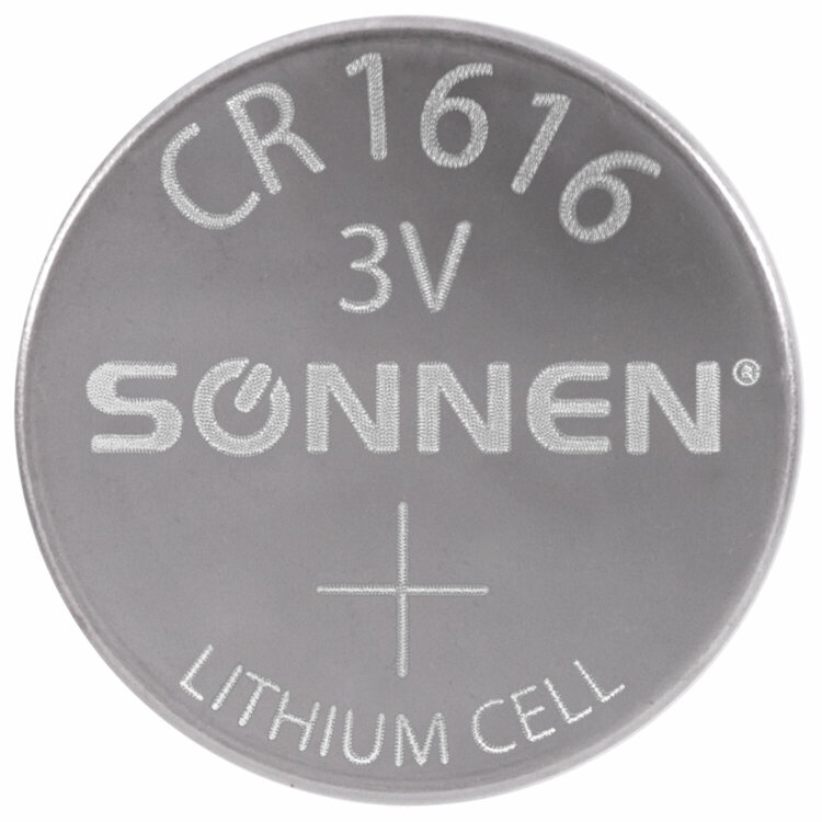 Батарейка литиевая SONNEN Lithium CR1616 "таблетка, дисковая, кнопочная" 1 шт., блистер, 455598, 455598